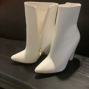 White zipper booties